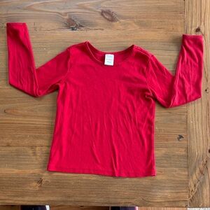 Hanna Andersson Vibrant Red Long Sleeve Tee, size 6-7. Great condition.